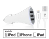 13196                 Turbo T3 36W Triple USB Car Charger | 4ft MFi Lightning Cable | White