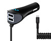 TRiO 39W 3-Port Corded USB-C PD + Dual USB Fast Car Charger | Black