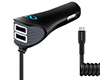 TRiO 30W 3-Port Corded USB-C + Dual USB Fast Car Charger  | Black