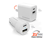 USB-C Power Delivery Bundle | 20W USB-C PD + 12W USB Fast Wall Charger and Fast Car Charger | White