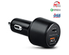 Naztech SpeedMax65 65W USB-C PD + USB Laptop Car Charger with Quick Charge 3.0  | Black