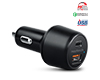 SpeedMax65 65W USB-C PD + USB Laptop Car Charger with Quick Charge 3.0 | Black