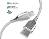 15496                 Titanium USB to MFi Lightning Braided Cable 6ft White