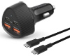 SpeedBoost 77W Quad-Port Fast Car Charger with Dual 30W USB-C PD PPS | 4ft USB-C Cable | Black