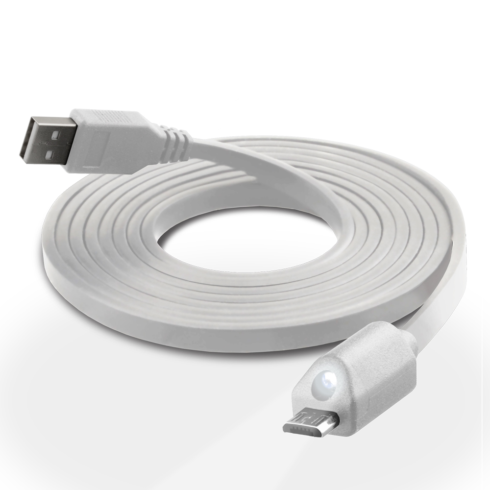 Naztech LED Micro USB Charge & Sync Cable - White