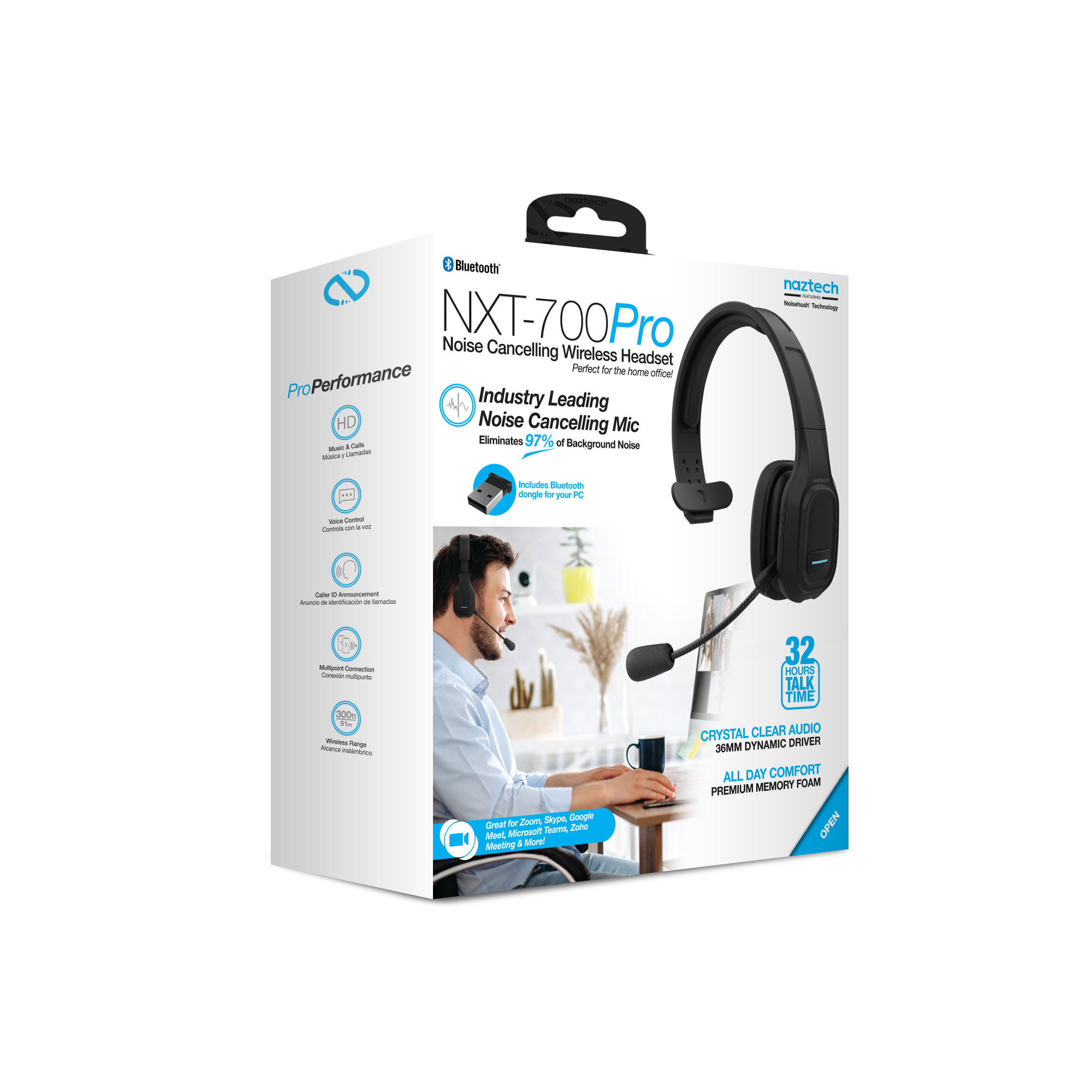 Trucker - Auriculares inalámbricos Bluetooth con micrófono, Naztech NXT-700  Xtreme con cancelación de ruido, diadema ajustable, almohadillas de espuma